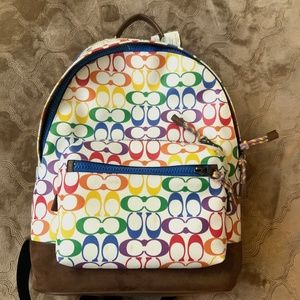 Coach leatherware rainbow pride multicolor/suede rare backpack brand new- tags